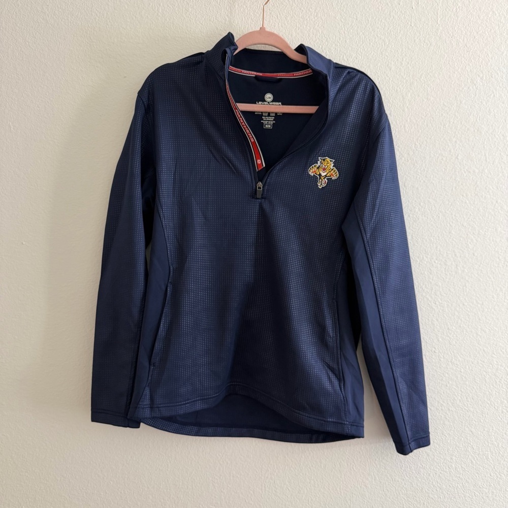Levelwear NHL Florida Panthers Quarter-Zip Pullover Hockey Shirt Navy Blue M